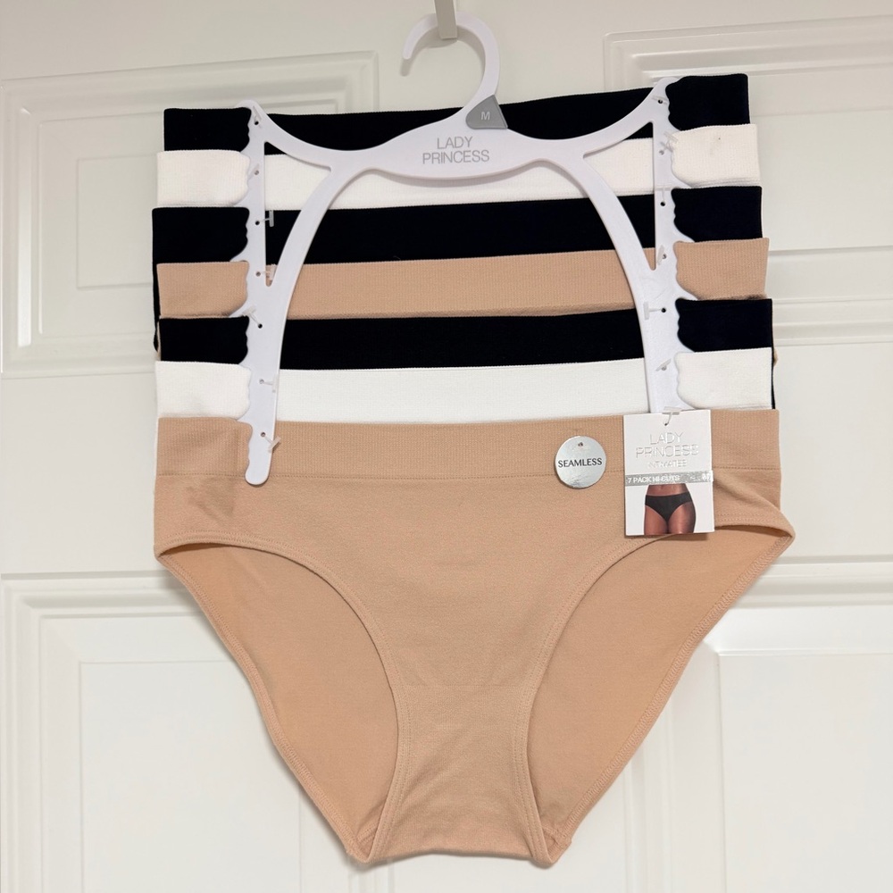 Lady Princess Seamless Bikini Briefs - Nude/Black/White - 7 Pack